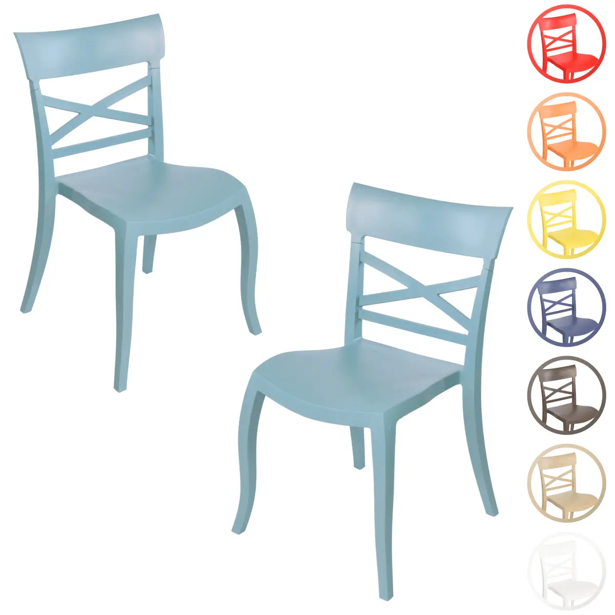 [FT-X-TERRA-S-WHT-2PCS] Furnish Theory X-Terra S Indoor/Outdoor Stackable Glass Fiber-Reinforced Polypropylene Dining Side Chairs (Various Colors; Made in Turkey; Set of 2) (White)