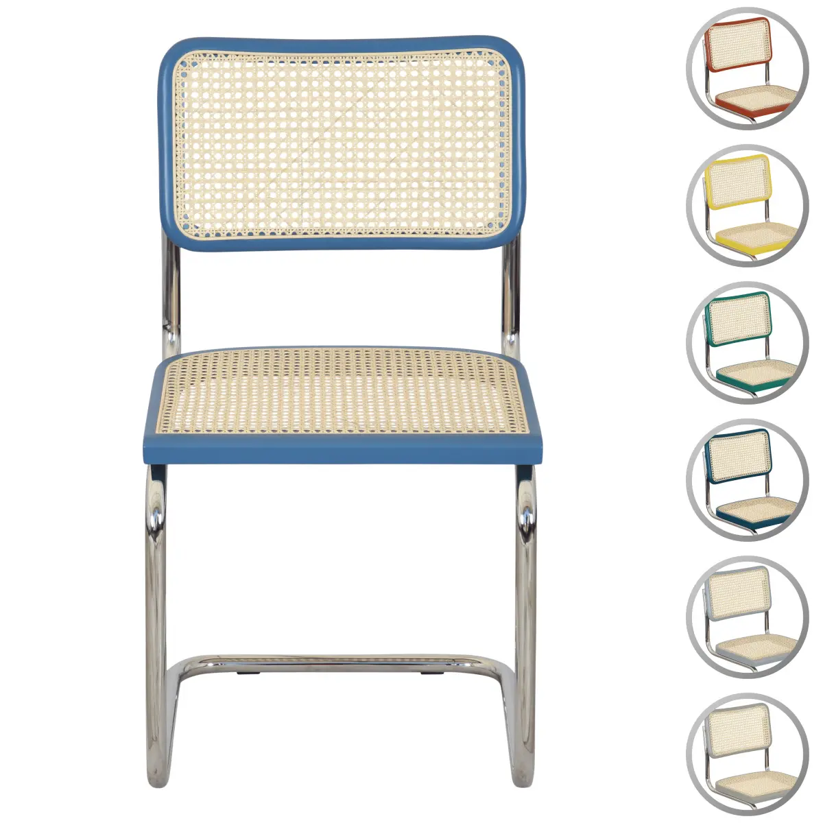 Breuer Chair Company Cesca Cane Cantilever Side Chair w/ Chrome Frame & Natural Cane (Various RAL Wood Finishes; Made in Italy)