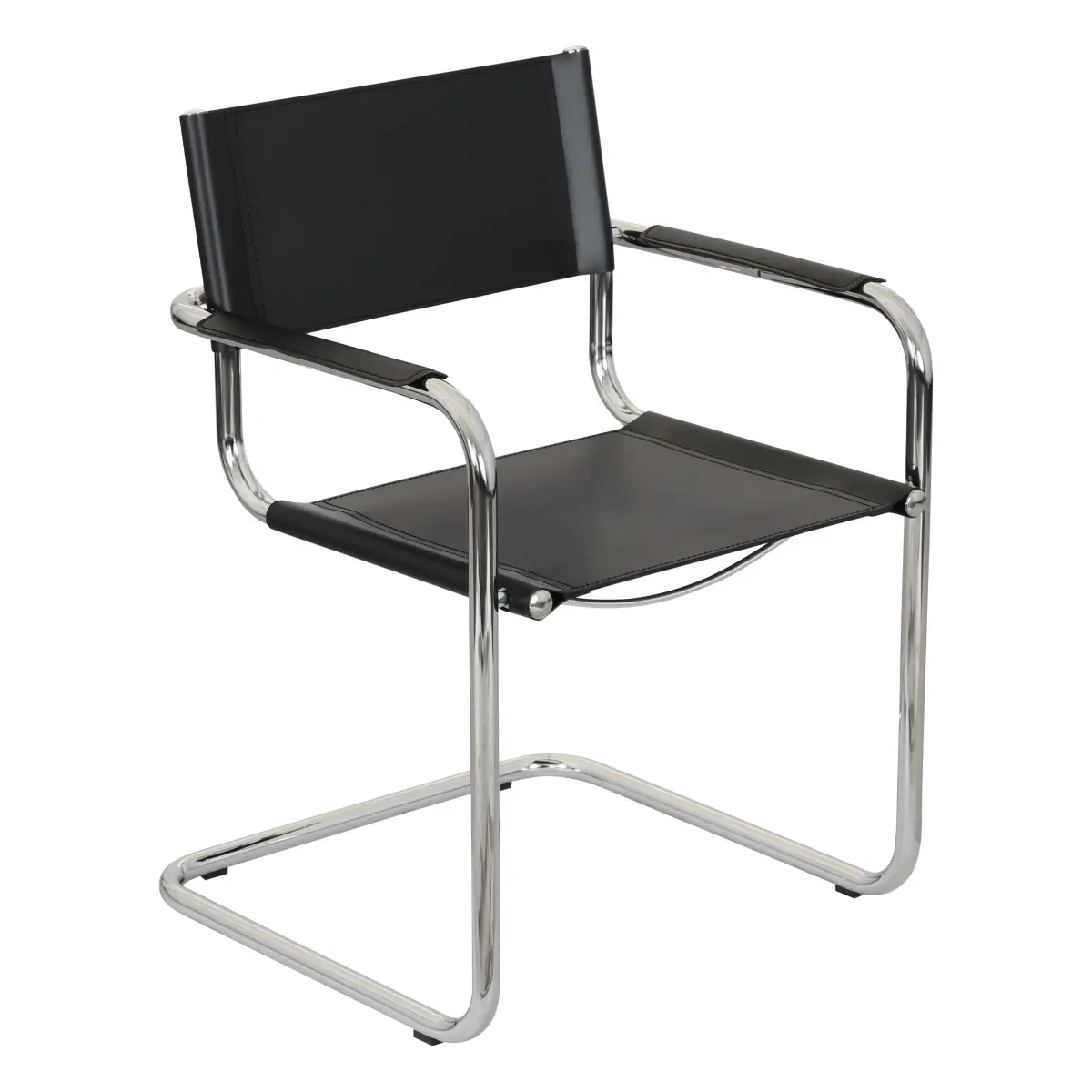 [BCC-MRT-STM-AC-CHRMF-BLUL] Breuer Chair Company Mart Stam Cantilever Armchair Arm Chair w/ Chrome Frame (Various Bonded Leather Colors; Made in Italy) (Blue)