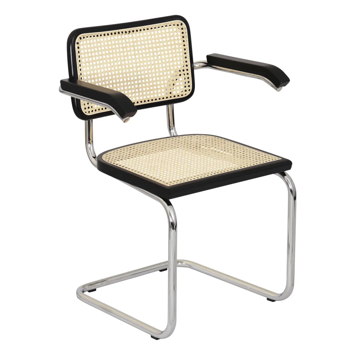 Breuer Chair Company Cesca Cane Cantilever Armchair Arm Chair w/ Chrome Frame (Various Wood Finishes & Cane Colors; Made in Italy)