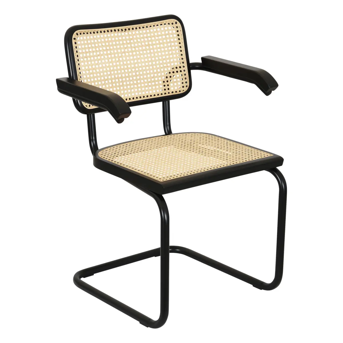 Breuer Chair Company Cesca Cane Cantilever Armchair Arm Chair w/ Black Frame (Various Wood Finishes & Cane Colors; Made in Italy)
