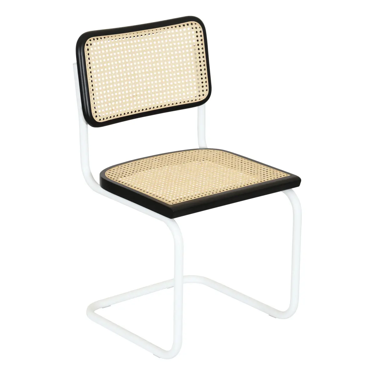 Breuer Chair Company Cesca Cane Cantilever Side Chair w/ White Frame (Various Wood Finishes & Cane Colors; Made in Italy)