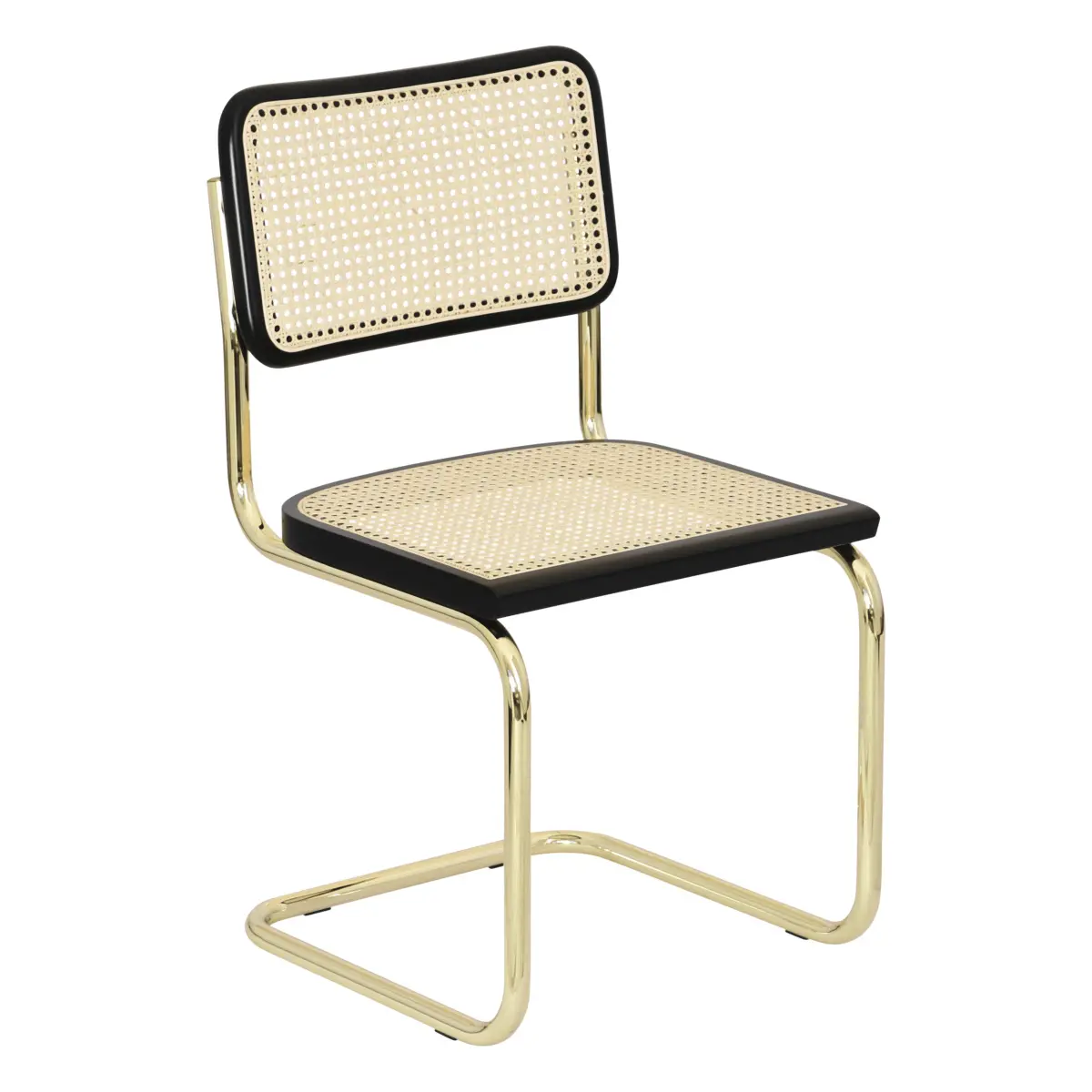 [BCC-CSCA-SC-BRSF-CHRYW-NTRLC] Breuer Chair Company Cesca Cane Cantilever Side Chair w/ Brass Frame (Various Wood Finishes & Cane Colors; Made in Italy) (Cherry & Natural)